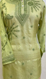 Load image into Gallery viewer, Women's Lakhnavi Handcrafted Tussar Silk Chikankari Top - NC048697