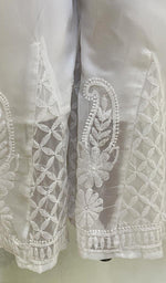 将图像加载到图库查看器中, Lakhnavi 手工制作的人造乔其纱 Chikankari Palazzo - HONC086314