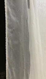 将图像加载到图库查看器中, 两侧钩针边框的银色 Mukaish 雪纺杜帕塔 - Nchiffon.S