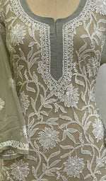 Load image into Gallery viewer, Women's Lakhnavi Handcrafted Fox-Georgette Chikankari Top - HONC093119