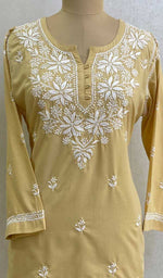将图像加载到图库查看器中, Lucknowi 手工制作的 Chikankari 棉质上衣 - HONC091544