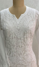 Load image into Gallery viewer, Women's Lucknowi Handcrafted Cotton Chikankari Kurti -HONC098125