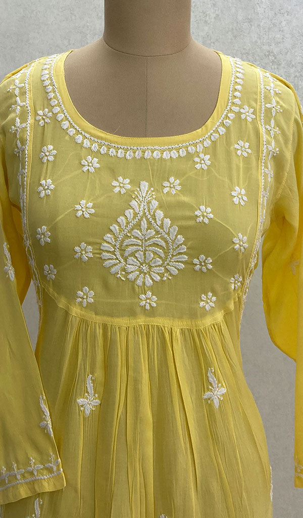 Women's Lucknowi Handcrafted Modal Cotton Chikankari Tunics - HONC098361