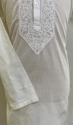 Load image into Gallery viewer, Men's Lucknowi Handcrafted Cotton Chikankari Kurta - HONC078945