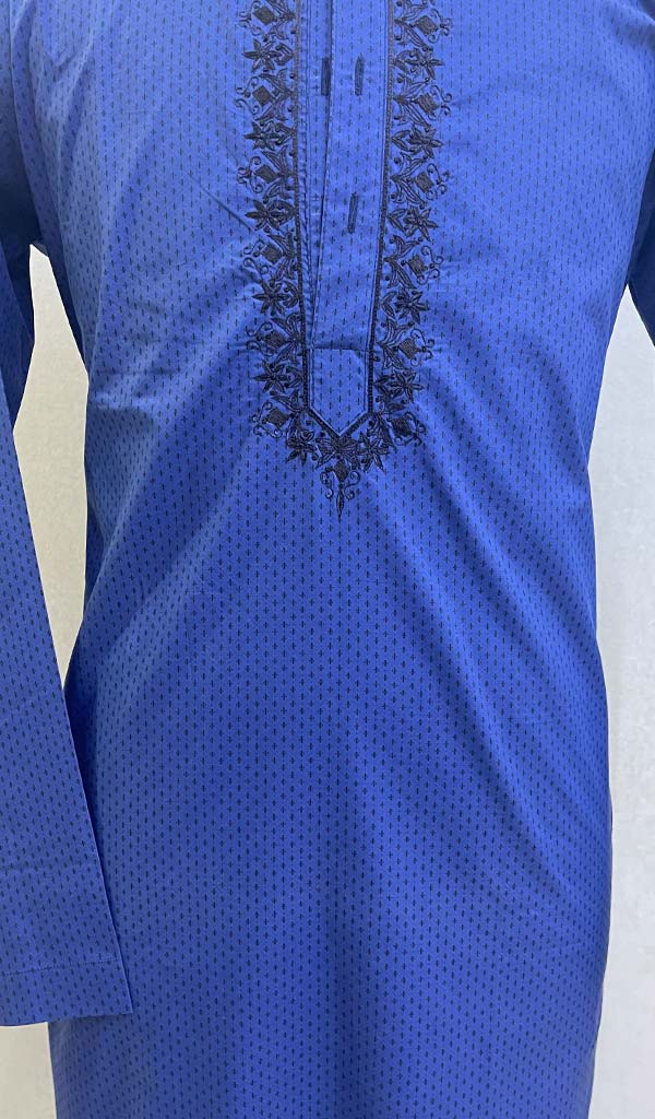 Men's Lucknowi Handcrafted Cotton Chikankari Kurta - HONC082749