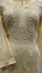 Load image into Gallery viewer, Women's Lucknowi Handcrafted Muslin Cotton Chikankari Top - HONC079234