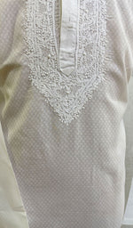 Load image into Gallery viewer, Men's Lucknowi Handcrafted Cotton Chikankari Kurta - HONC021760