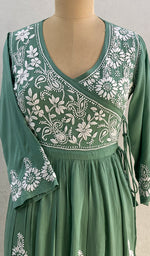 Load image into Gallery viewer, Neha Women's Lucknowi Handcrafted Modal Cotton Chikankari Angrakha Dress - HONC0102784