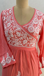 Load image into Gallery viewer, Neha Women's Lucknowi Handcrafted Modal Cotton Chikankari Angrakha Dress - HONC0102786