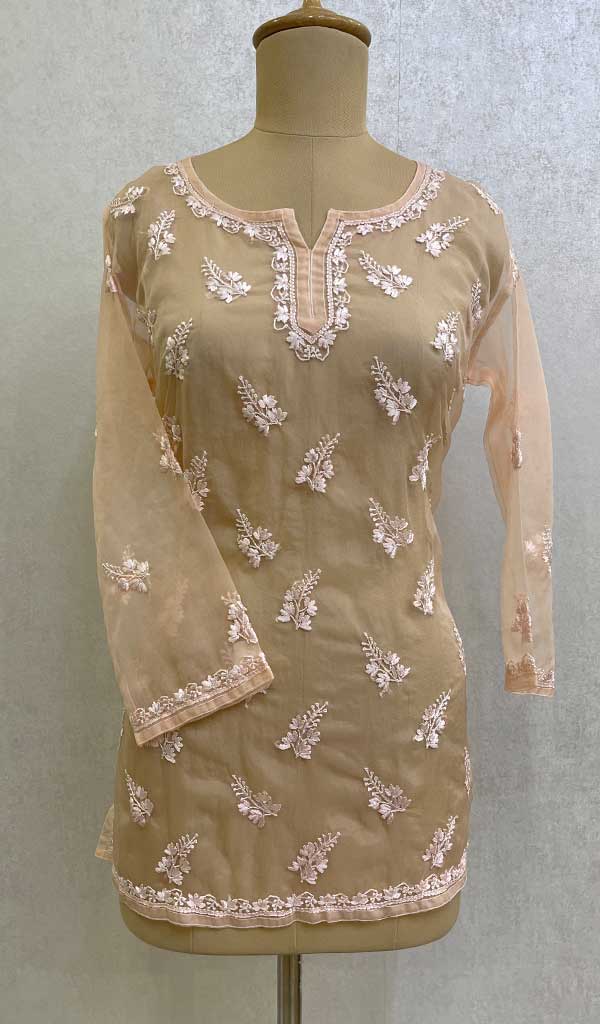 Lakhnavi 手工制作 Orgenza Chikankari 上衣 - HONC0112344