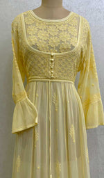 Load image into Gallery viewer, Women's Lakhnavi Handcrafted Viscose Georgette Chikankari Bajirao Dress - HONC098675