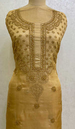 Load image into Gallery viewer, Women's Lakhnavi Handcrafted Tussar Silk Chikankari Unstitched Kurti Fabric - Honc0109223