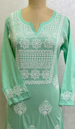 将图像加载到图库查看器中, Hoorain Women's Lucknowi Handcrafted Cotton Chikankari Kurti - HONC0118765