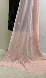 将图像加载到图库查看器中, 勒克瑙手工制作粘胶乔其纱 Chikankari Dupatta - Honc095695