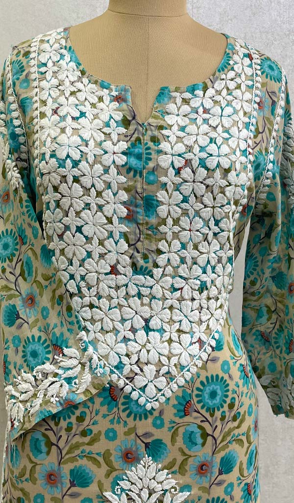 Zainish Women's Lucknowi Handcrafted Mul Cotton Chikankari Kurti - HONC0135929