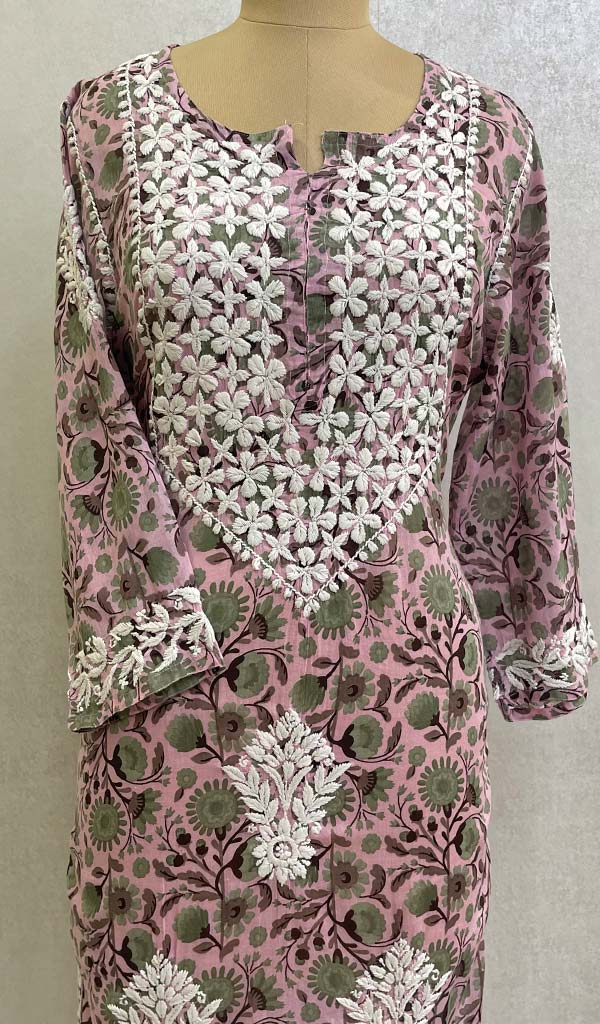 Zainish Women's Lucknowi Handcrafted Mul Cotton Chikankari Kurti - HONC0135936