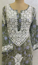 Load image into Gallery viewer, Zainish Women&#39;s Lucknowi Handcrafted Mul Cotton Chikankari Kurti - HONC0120048
