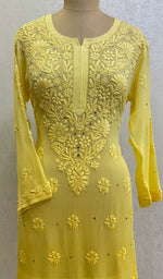 将图像加载到图库查看器中, Women's Lakhnavi Handcrafted Viscose Georgette Chikankari Kurti - HONC0105284