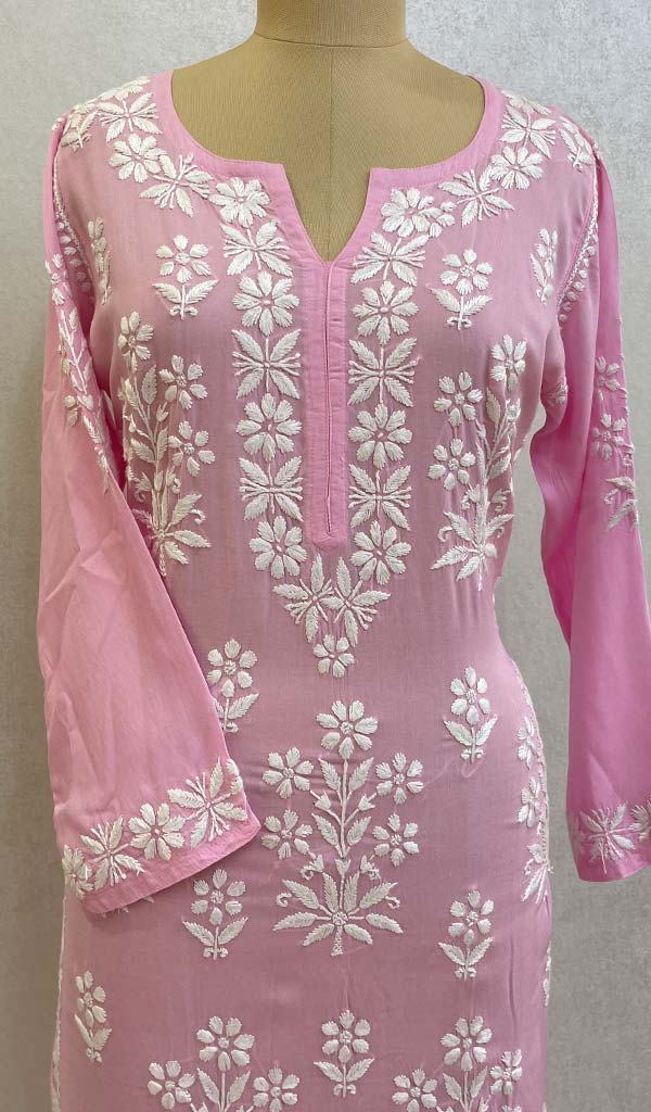 Women's Lucknowi Handcrafted Cotton Chikankari Long Dress - HONC0309318