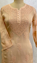 将图像加载到图库查看器中, Women's Lakhnavi Handcrafted Organza Chikankari Kurti - HONC0104537