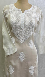 Load image into Gallery viewer, Women's Lakhnavi Handcrafted Organza Chikankari Kurti - HONC0105942