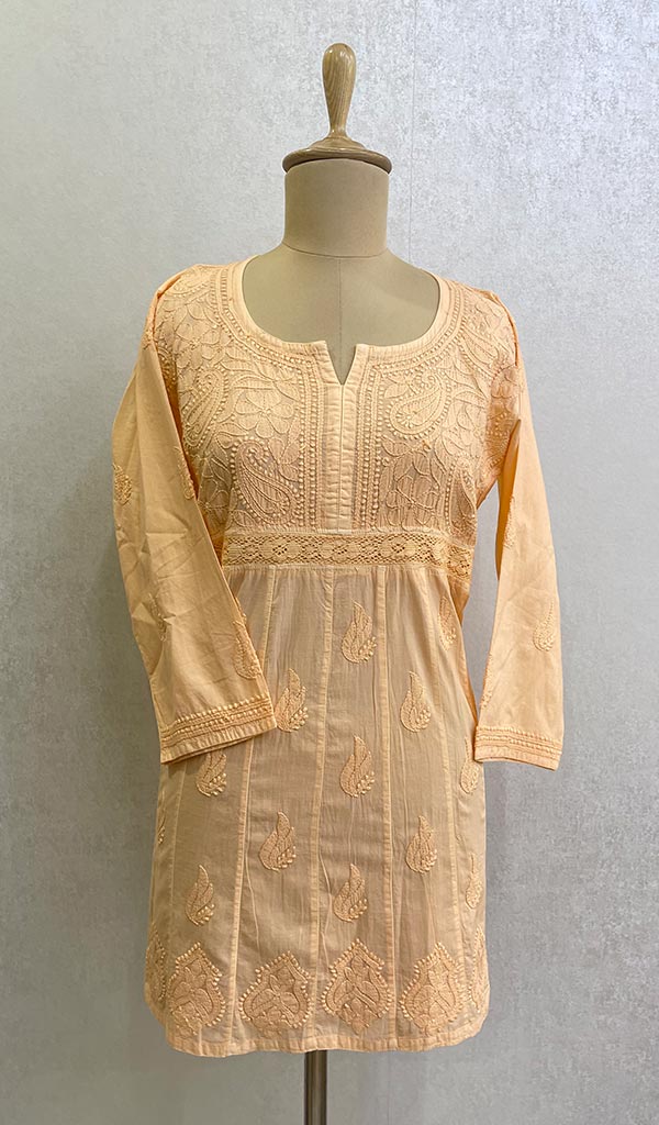 لکھنوی ہاتھ سے تیار شدہ کپاس چکنکاری ٹاپ - HONC0111362