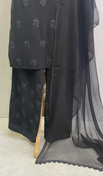 Load image into Gallery viewer, Women's Lucknowi Handcrafted Viscose Georgette Chikankari Kurta Palazzo With Dupatta Set - HONC0113552