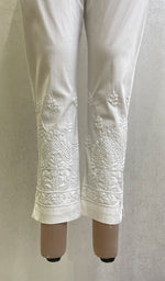 Load image into Gallery viewer, Women's Lakhnavi Handcrafted Cotton Chikankari Pant - HONC096656