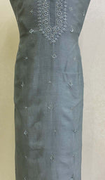 Load image into Gallery viewer, Lucknowi Handcrafted Chanderi Silk Chikankari Unstitched Men's Kurta Fabric - HONC0109732