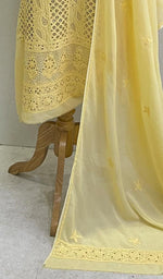 Load image into Gallery viewer, Women's Lucknowi Handcrafted Viscose Georgette Chikankari Suit Material- HONC0114641