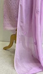 Load image into Gallery viewer, Women's Lucknowi Handcrafted Viscose Georgette Chikankari Suit Material- Honc0101962