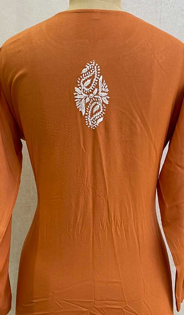 Lakhnavi 手工莫代尔棉 Chikankari 上衣 - HONC0131785