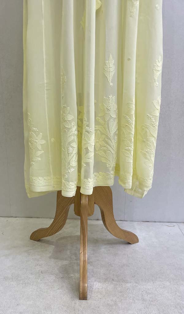 Women's Lakhnavi Handcrafted Viscose Georgette Chikankari Gown - HONC0986820