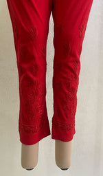 Load image into Gallery viewer, Women's Lucknowi Handcrafted Linen Cotton Chikankari Pant - HONC096688