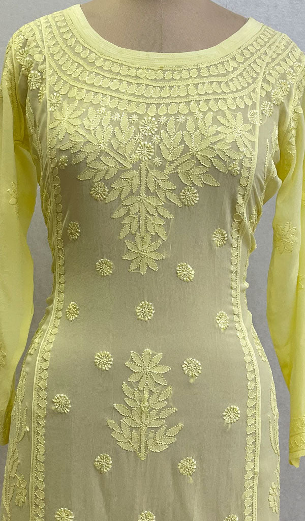 Lucknowi 手工粘胶乔其纱 Chikankari 上衣 - HONC0133138