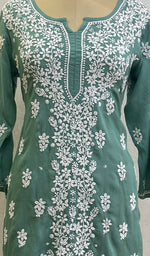 将图像加载到图库查看器中, Lakhnavi 手工莫代尔棉 Chikankari 上衣 - HONC0136532