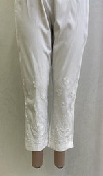 Load image into Gallery viewer, Women's Lucknowi Handcrafted Linen Cotton Chikankari Pant - HONC0137050