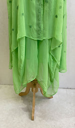 将图像加载到图库查看器中, Haaya Women's Lakhnavi Handcrafted Faux-Georgette Chikankari Shrug and Dress Set - HONC0137233