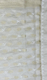 将图像加载到图库查看器中, Lakhnavi 手工制作 Chanderi 丝绸 Chikankari Dupatta - Honc068129