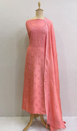 Load image into Gallery viewer, Women's Lakhnavi Handcrafted Chanderi Silk Chikankari Full Suit Material - NC073027