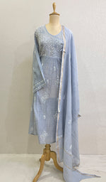 Load image into Gallery viewer, Women's Lakhnavi Handcrafted Mul Chanderi Kurta And Dupatta Set - HONC0175321