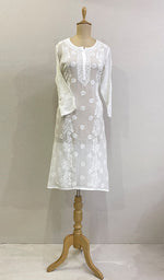 将图像加载到图库查看器中, Women's Lakhnavi Handcrafted Viscose Georgette Chikankari Kurti - HONC0207815
