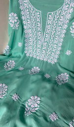将图像加载到图库查看器中, Simran Women's Lakhnavi Handcrafted Modal Cotton Chikankari Unstitched Kurti Fabric - HONC02610066