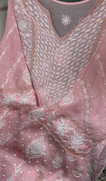 Load image into Gallery viewer, Aarushi Women's Lakhnavi Handcrafted Mul Chanderi Semi - stitched Chikankari Full Suit Material - HONC0330135