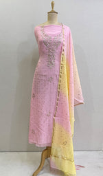 Load image into Gallery viewer, Women's Lakhnavi Handcrafted Mul Chanderi Kurta And Dupatta Set- HONC0144823