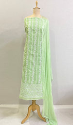 将图像加载到图库查看器中, Women's Lakhnavi Handcrafted Cotton Chikankari Suit Material - HONC0217829