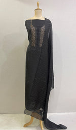 Load image into Gallery viewer, Rose Women's Lakhnavi Handcrafted Pure Organza Chikankari Unstitched Kurta And Dupatta Set - HONC0168392