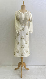 Load image into Gallery viewer, Women's Lucknowi Handcrafted Silk Chikankari Kurti - HONC0130089