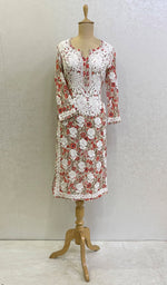 Load image into Gallery viewer, Women's Lucknowi Printed Handcrafted Cotton Chikankari Kurti - HONC0130532