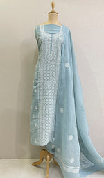 Load image into Gallery viewer, Chavi Women's Lakhnavi Handcrafted Cotton Chikankari Kurta And Dupatta Set- HONC0212209